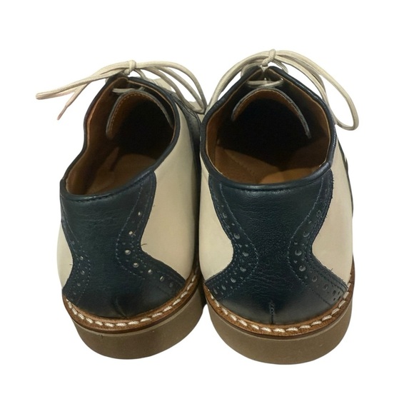 Johnston & Murphy Size 9M TwoTone Blue Cream Sheepskin Shoes Made in Brazil - Picture 3 of 10